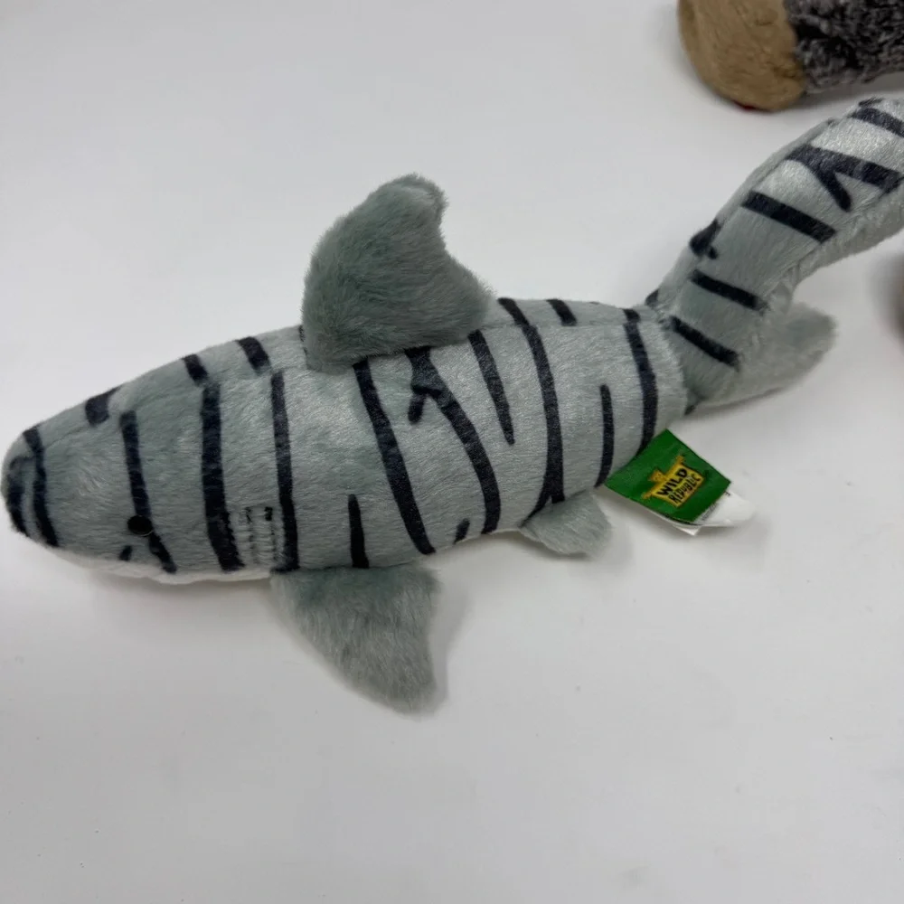 Plush Stuffie Animal Toy Set - Bear, Monkey, Dog, Shark